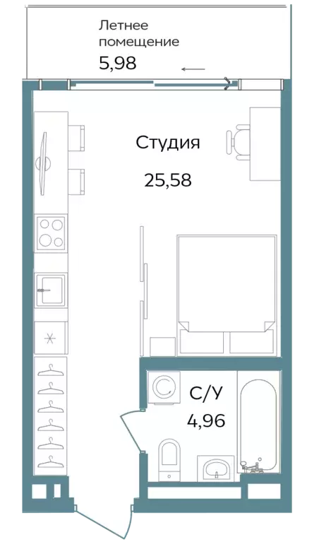 квартира-студия, 36.59 м - Фото 0