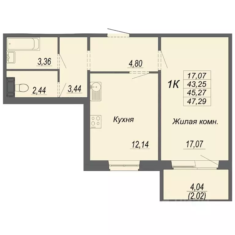 1-к кв. Хабаровский край, Хабаровск Южный мкр, ул. Рокоссовского ... - Фото 0