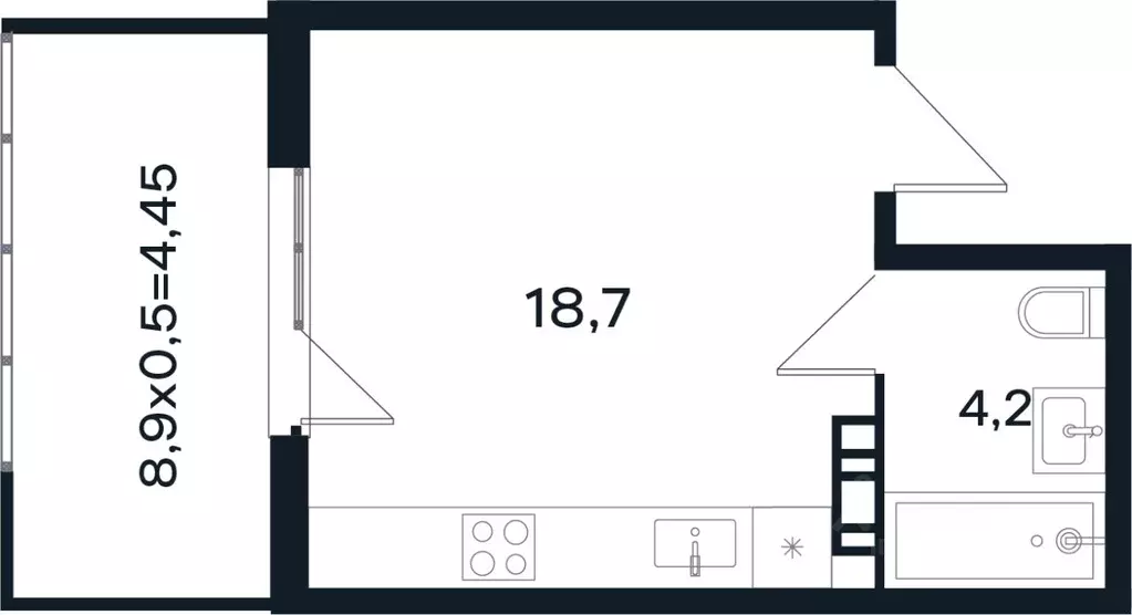 Студия Краснодарский край, Краснодар Новая Елизаветка мкр,  (27.35 м) - Фото 1