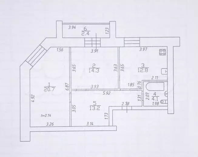 2-к. квартира, 67,5 м, 6/9 эт. - Фото 0