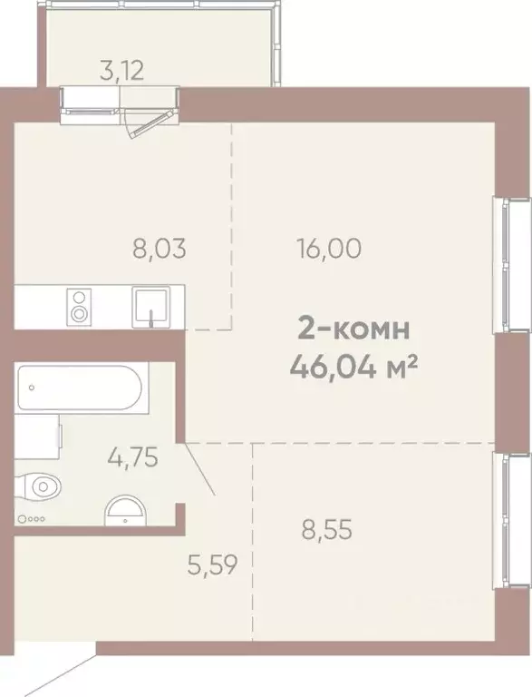 2-к кв. Иркутская область, Иркутск Советская ул., 109/3 (46.04 м) - Фото 0