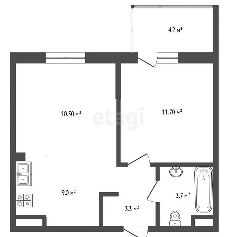 1-комнатная квартира: Молодёжное, жилой комплекс Солнечный Парк (39.5 ... - Фото 1