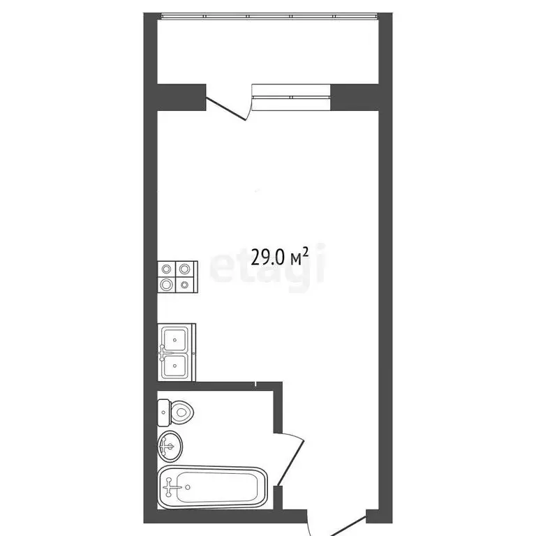 Квартира-студия: Ялта, ул. Войкова (29 м) - Фото 1