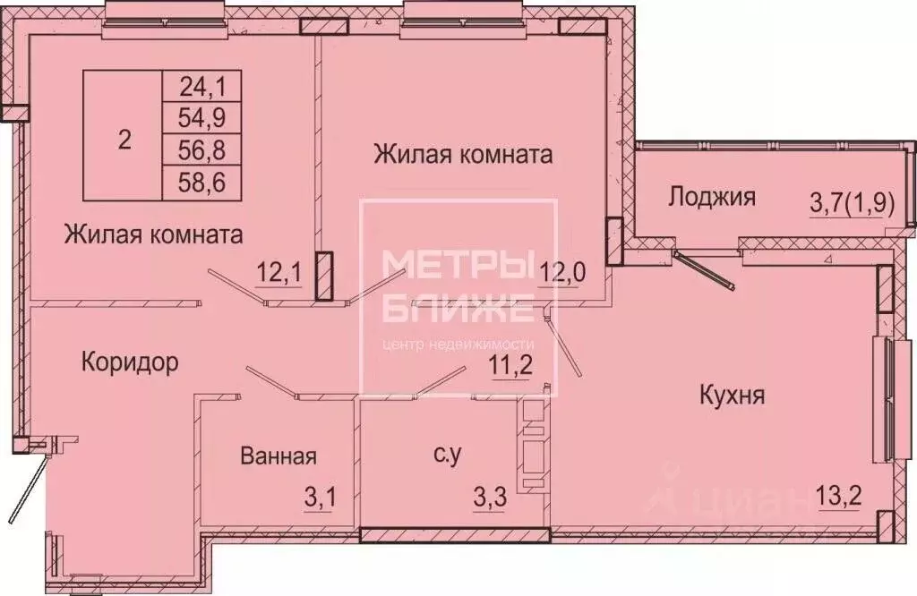 2-к кв. Пермский край, Пермь Бисерский пер., 5 (54.6 м) - Фото 2