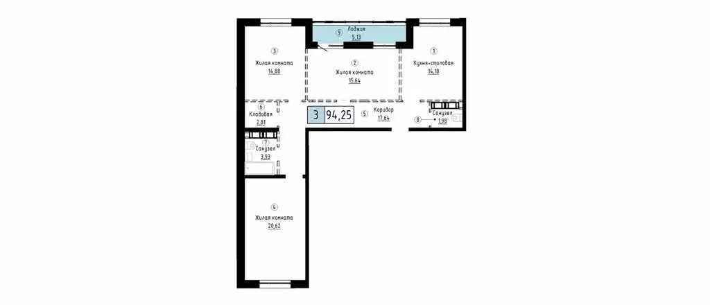 3-комнатная квартира: Хабаровск, Азовский переулок (94.25 м) - Фото 0