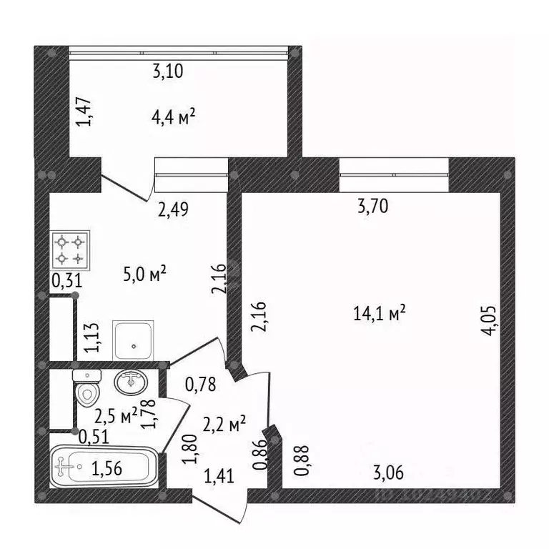 1-к кв. Башкортостан, Уфа ул. Валерия Лесунова, 8 (32.0 м) - Фото 2