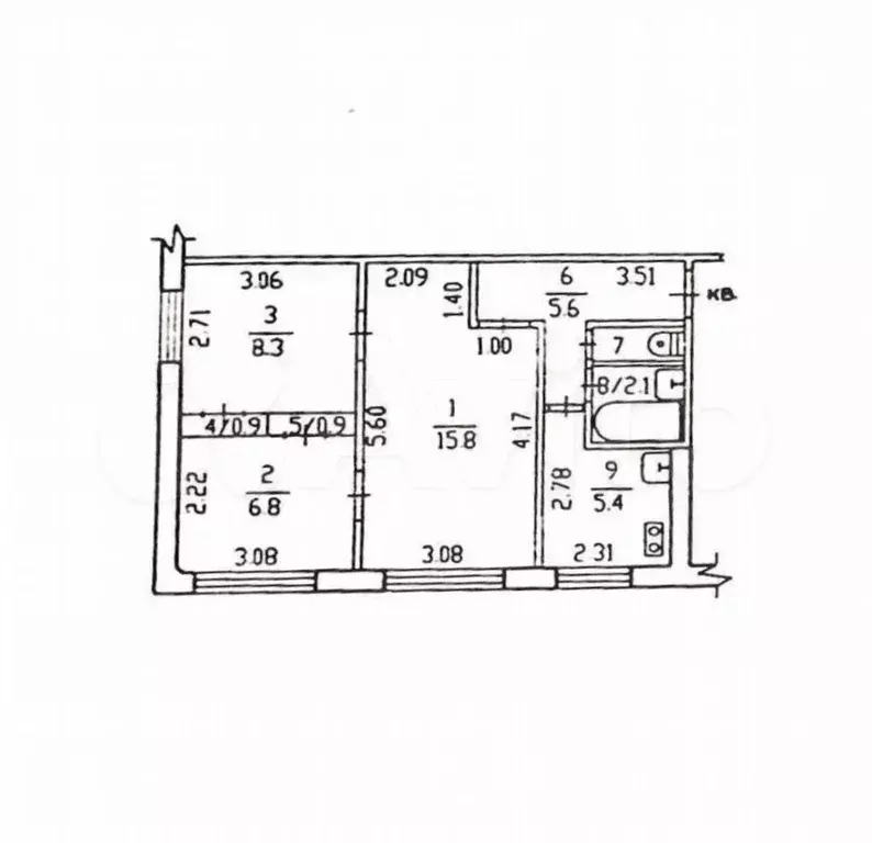 3-к. квартира, 46,8 м, 1/5 эт. - Фото 0