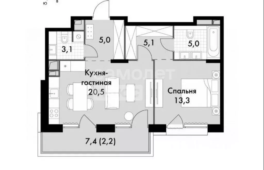 2-комнатная квартира: Москва, Снежная улица, вл22к3 (54.2 м) - Фото 0