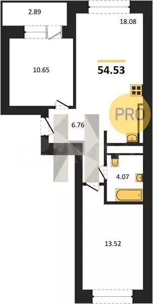 2-к. квартира, 54,5 м, 1/9 эт. - Фото 1