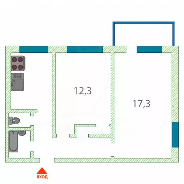 2-комнатная квартира: Тюмень, Боровская улица, 7 (50.6 м) - Фото 1