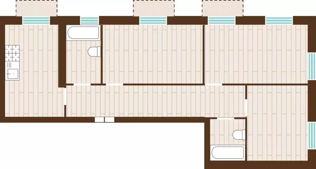 3-к кв. Калининградская область, Гурьевский муниципальный округ, пос. ... - Фото 1