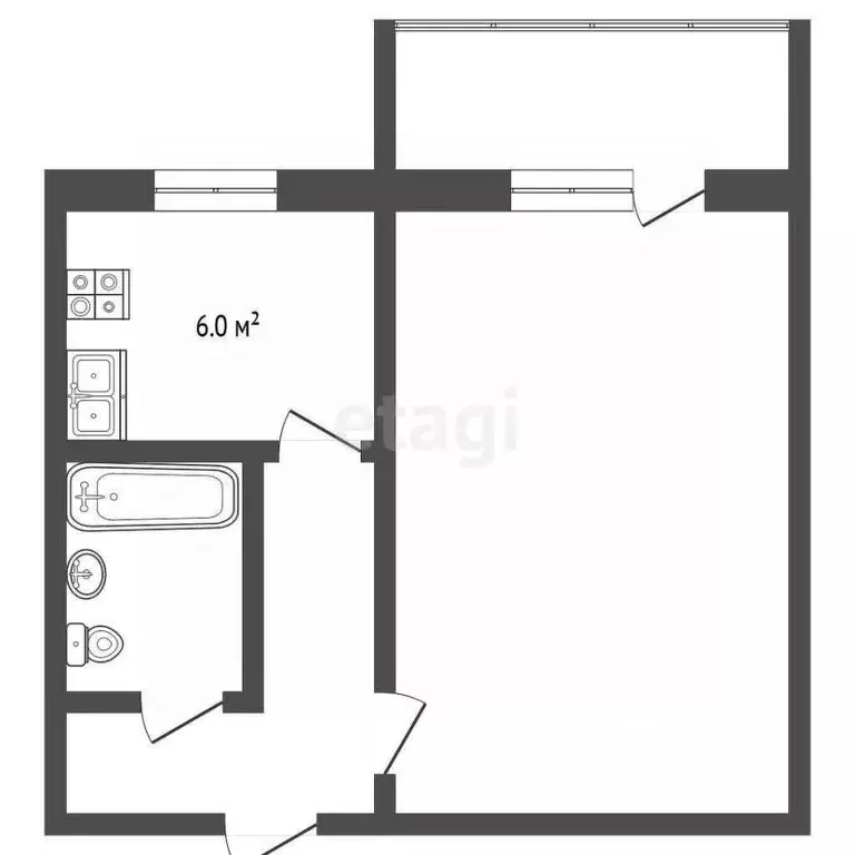 1-к кв. Томская область, Северск Первомайская ул., 4 (37.3 м) - Фото 2
