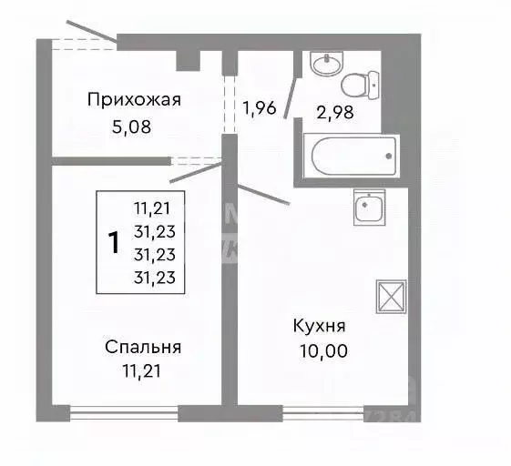 1-к кв. Челябинская область, Челябинск Нефтебазовая ул., 1-13 (32.0 м) - Фото 2