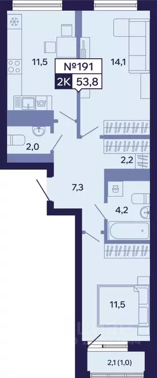 2-к кв. Саха (Якутия), Якутск ул. Новопортовская, 1Д (53.8 м) - Фото 0