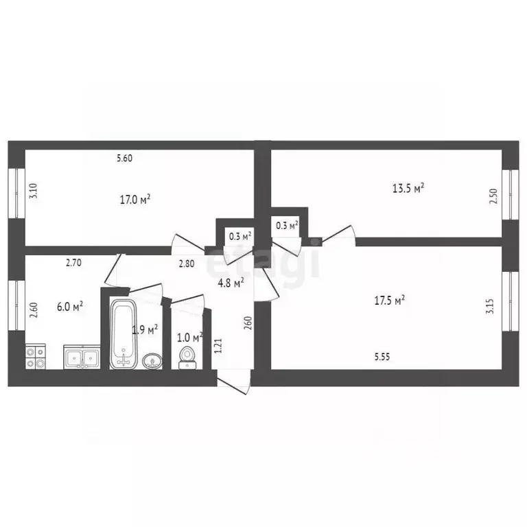 3-к кв. Башкортостан, Стерлитамак ул. Артема, 15 (62.3 м) - Фото 2