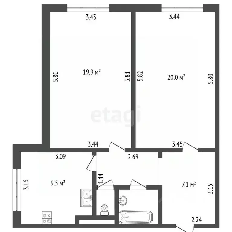 2-к кв. Санкт-Петербург Бухарестская ул., 146к1 (64.2 м) - Фото 2