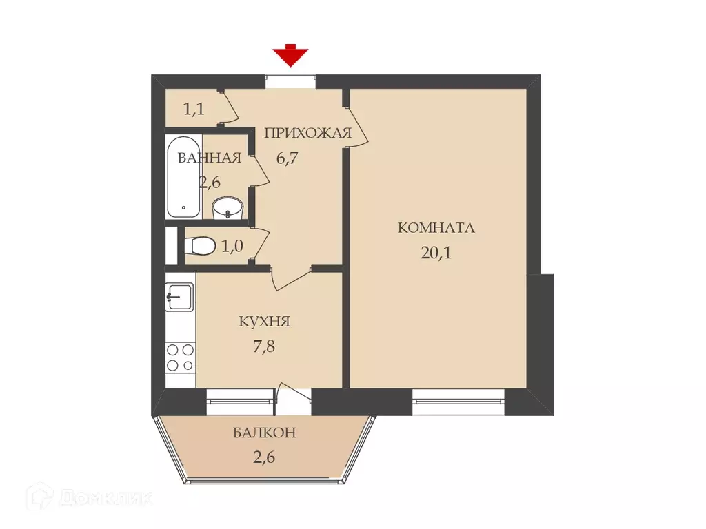 Продаётся 1-к квартира, 39.3 м - Фото 0
