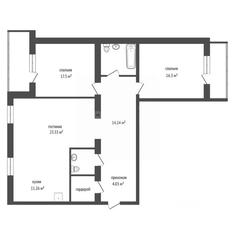 3-к кв. Красноярский край, Красноярск ул. Петра Подзолкова, 8 (99.9 м) - Фото 2