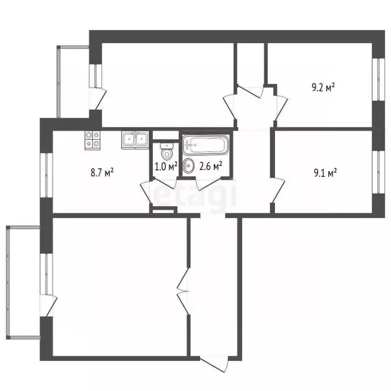 4-к кв. Томская область, Северск ул. Победы, 15 (76.7 м) - Фото 1