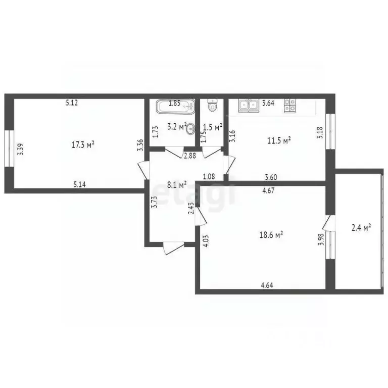 2-к кв. Мордовия, Саранск Севастопольская ул., 56К2 (60.8 м) - Фото 0