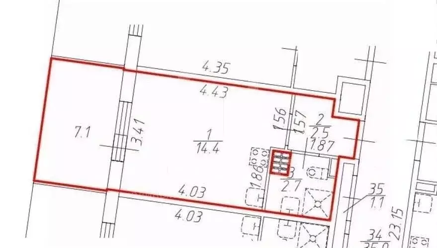 Студия Санкт-Петербург ул. Орбитальная, 9к1 (20.4 м) - Фото 2