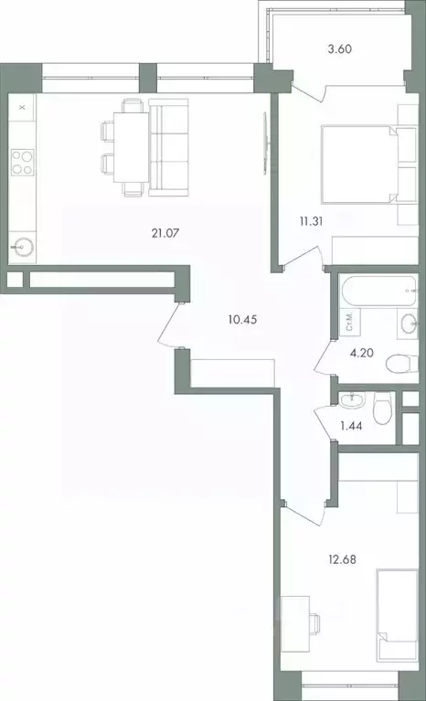 2-к кв. Ханты-Мансийский АО, Сургут ул. Крылова (64.75 м) - Фото 0
