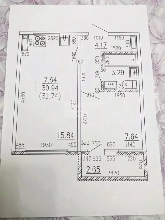 1-к кв. Курская область, Курск ул. Энгельса, 115 (31.74 м) - Фото 2