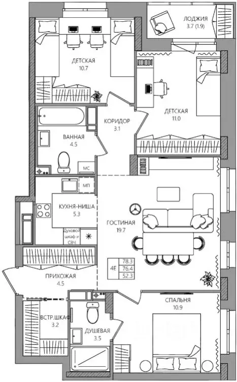 4-к кв. Пермский край, д. Кондратово ул. Водопроводная, 5 (78.3 м) - Фото 1