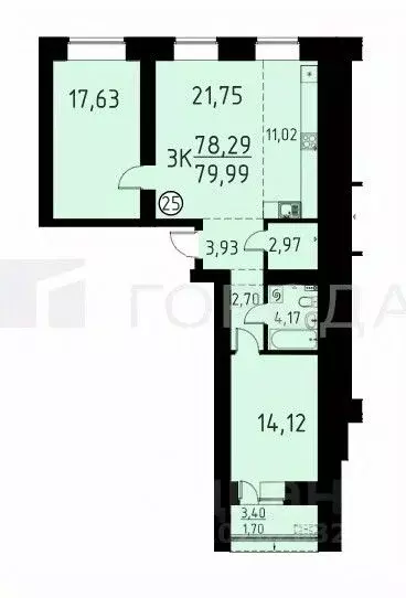 3-к кв. Томская область, Томский район, д. Кисловка, Левобережный мкр ... - Фото 2