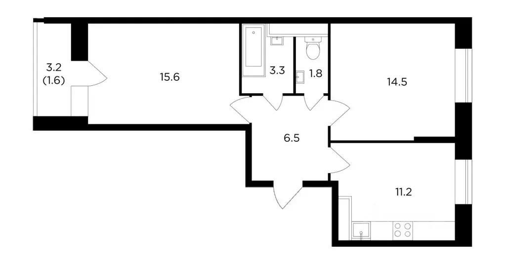 2-к кв. Московская область, Пушкино ул. Просвещения, 12к1 (56.0 м) - Фото 2