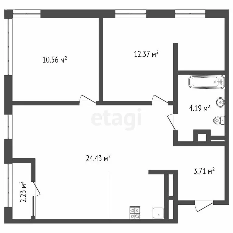 2-комнатная квартира: микрорайон Рощино, улица Александра Федоровича, ... - Фото 1