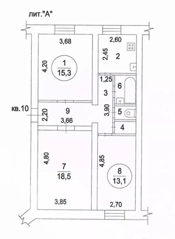 3-к кв. Московская область, Электросталь ул. Чернышевского, 19 (70.0 ... - Фото 2