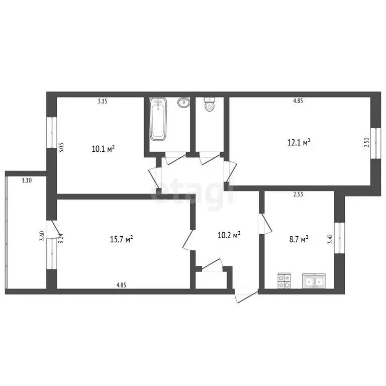 3-комнатная квартира: Череповец, Остинская улица, 48 (60.9 м) - Фото 1