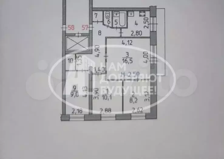 4-к. квартира, 64,8 м, 6/9 эт. - Фото 0