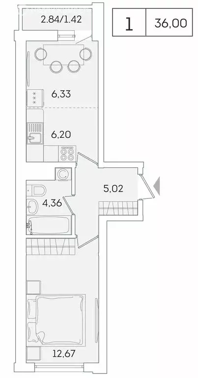 1-комнатная квартира: Мурино, Графская улица, 6к4 (34.4 м) - Фото 0