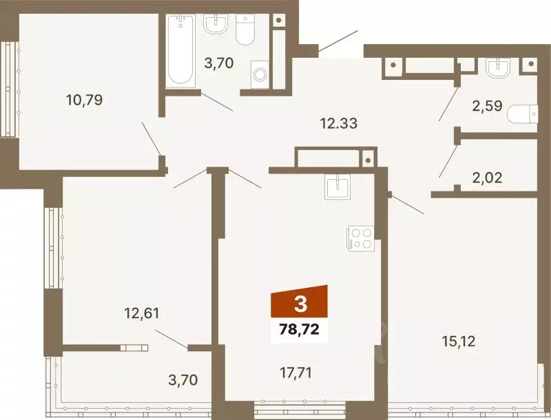 3-к кв. Свердловская область, Екатеринбург ул. Волгоградская, 197 ... - Фото 1