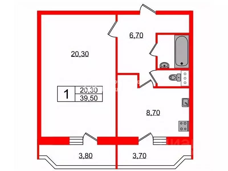 1-к кв. Санкт-Петербург Туристская ул., 38 (39.5 м) - Фото 2