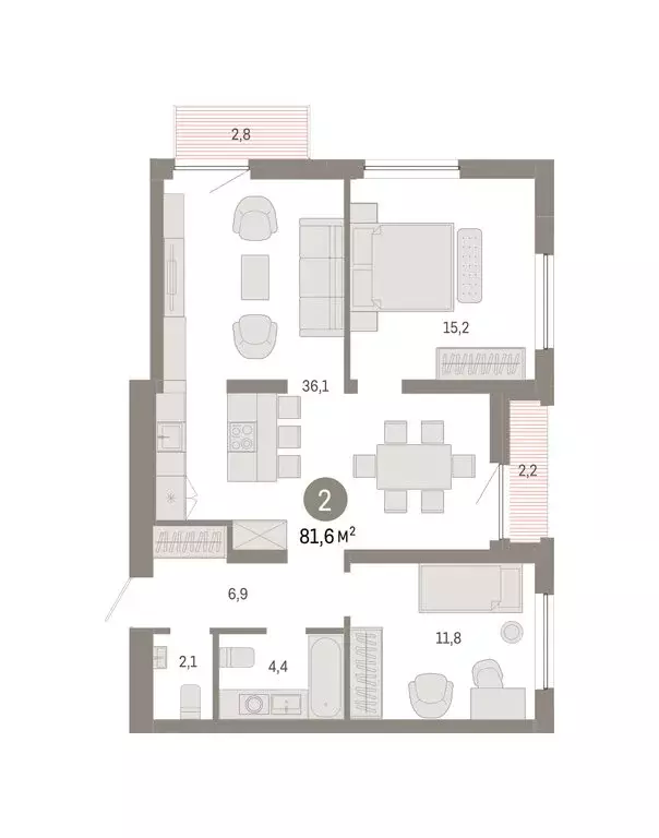 2-комнатная квартира: Екатеринбург, жилой район Юго-Западный, жилой ... - Фото 2