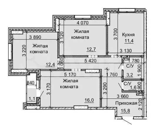 3-к. квартира, 74,2 м, 2/16 эт. - Фото 0