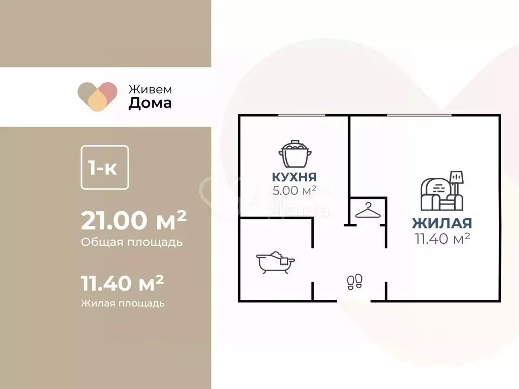 1-к кв. Волгоградская область, Волгоград ул. Аренского, 2/1 (21.0 м) - Фото 2