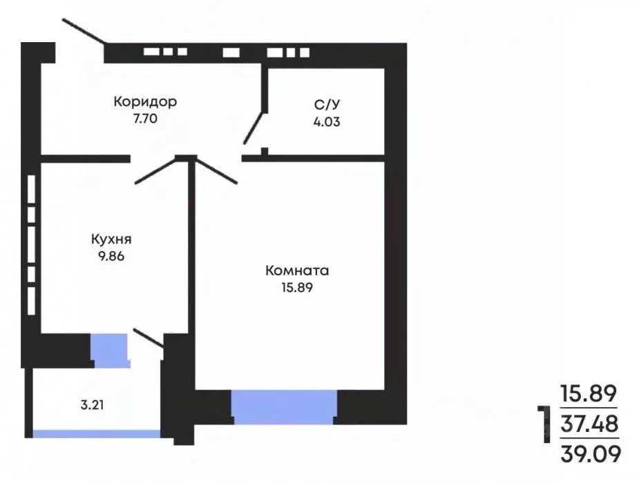 1-к кв. Воронежская область, Воронеж ул. Курчатова, 26Б (39.09 м) - Фото 0