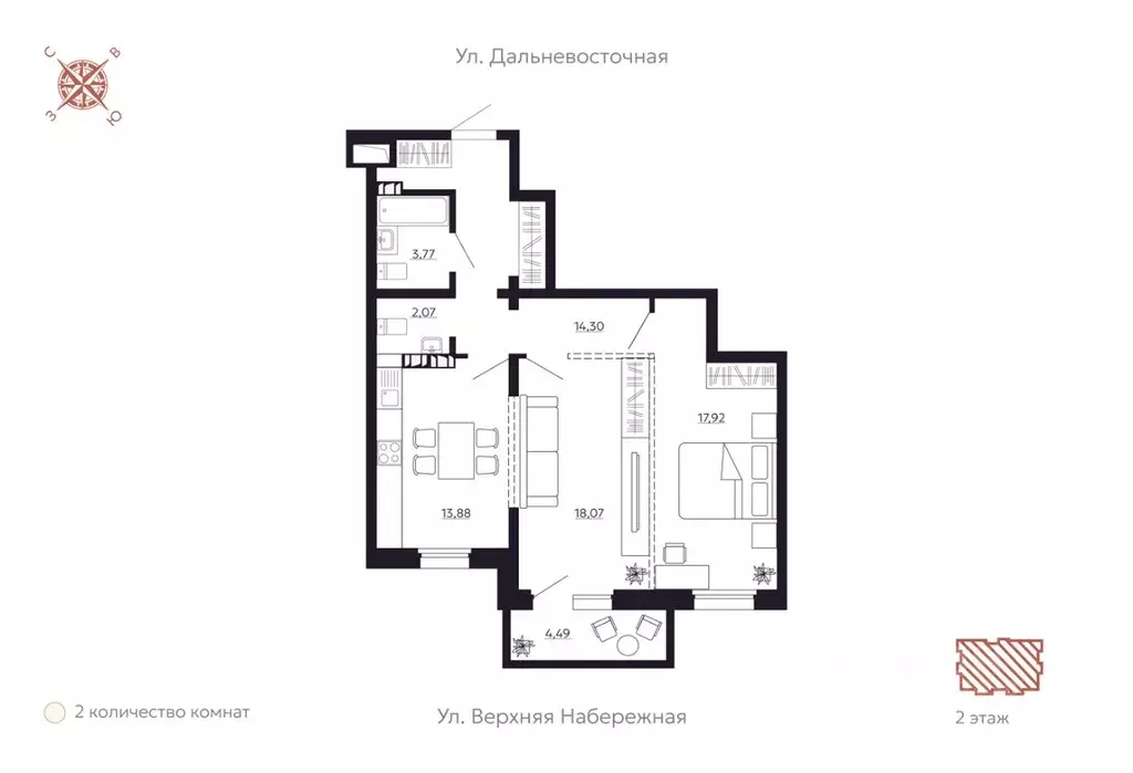 2-к кв. Иркутская область, Иркутск наб. Верхняя (71.61 м) - Фото 0