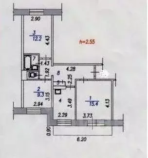 3-к кв. Кемеровская область, Новокузнецк Новобайдаевский мкр, просп. ... - Фото 1
