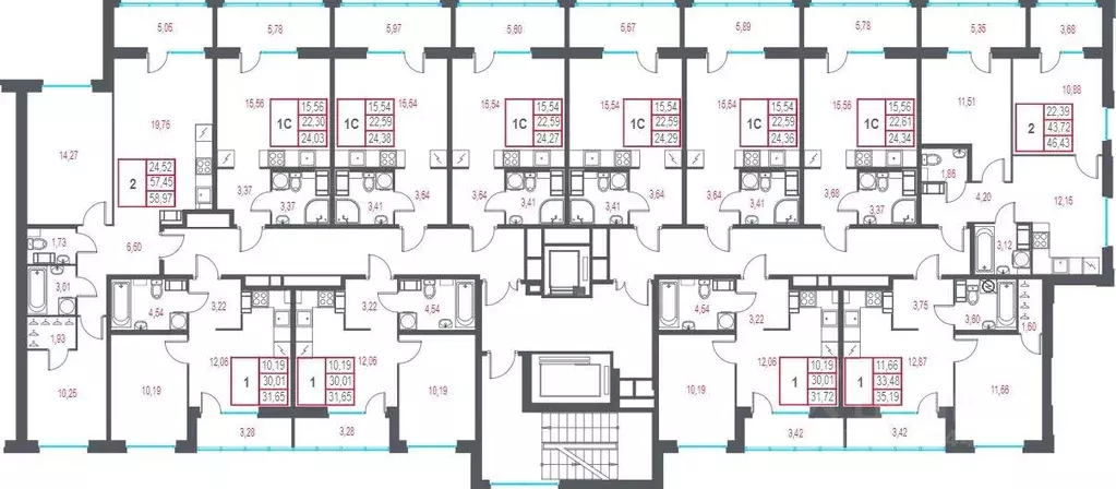 Квартира, 2 комнаты, 58.97 м - Фото 1