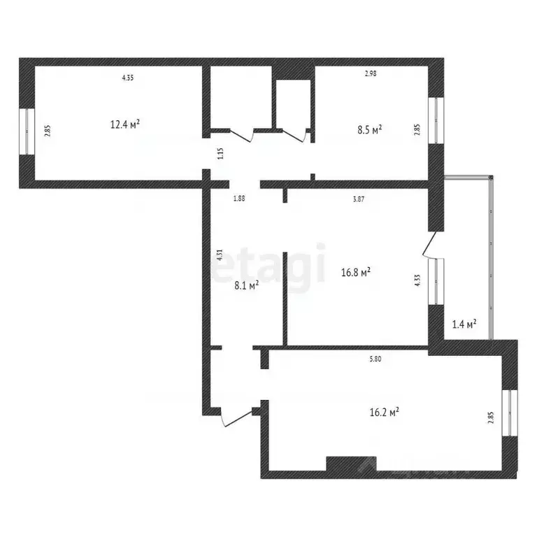 3-к кв. Красноярский край, Сосновоборск Весенняя ул., 19 (70.8 м) - Фото 2