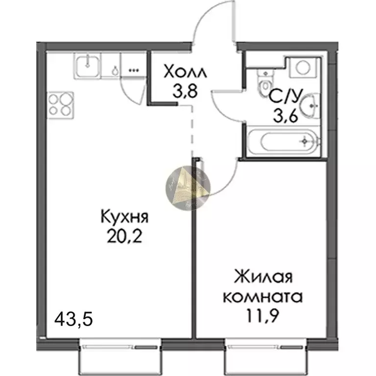 1-комнатная квартира: Санкт-Петербург, Лиговский проспект, 242 (43.5 ... - Фото 1