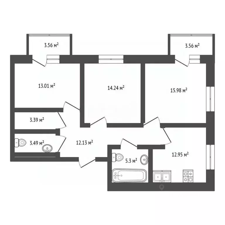 3-к кв. Калужская область, Калуга проезд Юрия Круглова, 6 (83.04 м) - Фото 2