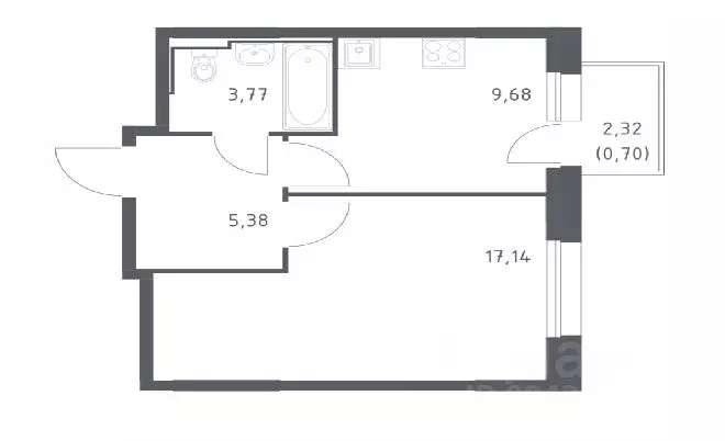 1-к кв. Татарстан, Казань ул. Симонова, 16 (36.67 м) - Фото 1