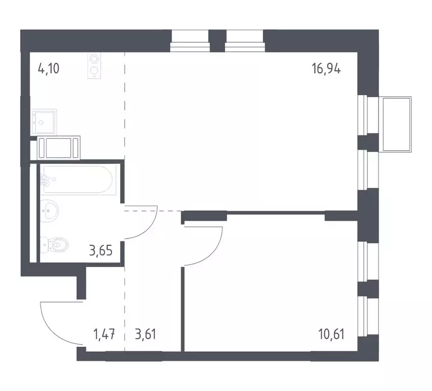 1-комнатная квартира: деревня Коробово, улица Авиаторов, 10 (40.38 м) - Фото 1