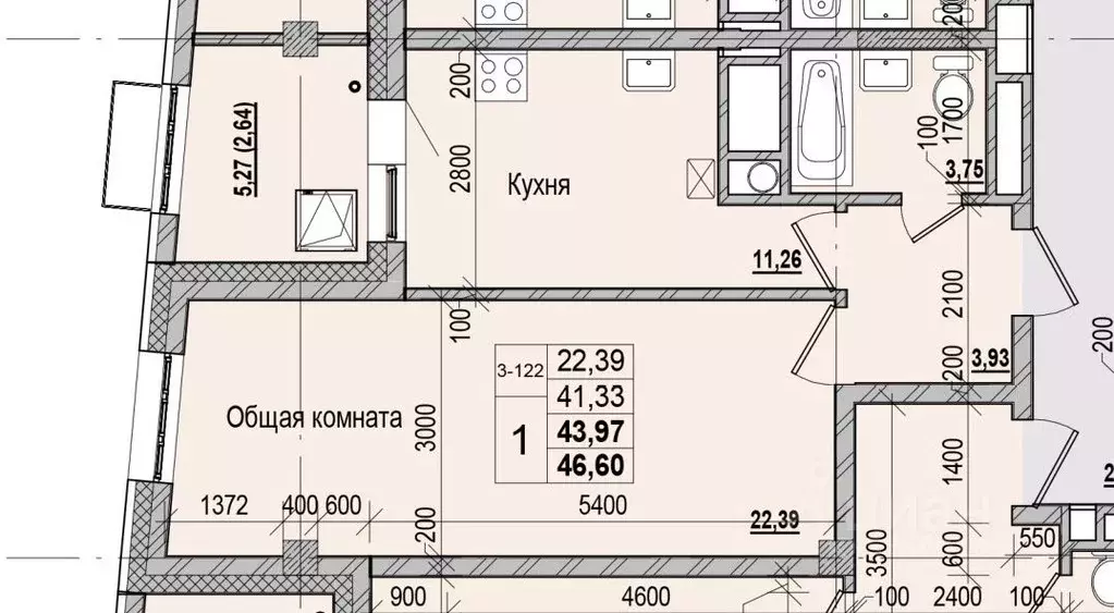 1-к кв. Саха (Якутия), Якутск ул. Чкалова (43.97 м) - Фото 0